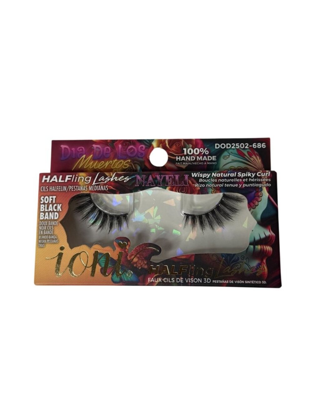 ioni Half Lashes Nayeli Wispy Spiky Curl Soft Black Band Reusable 3D Mink NWT